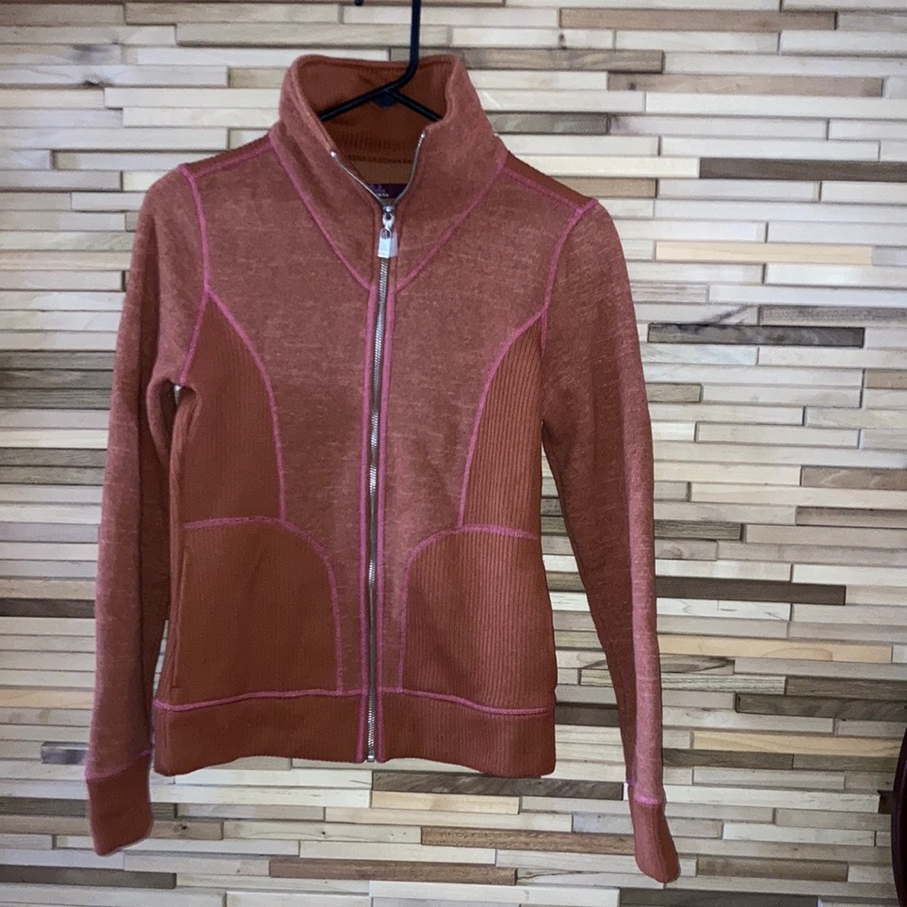 Prana orange sweater jacket